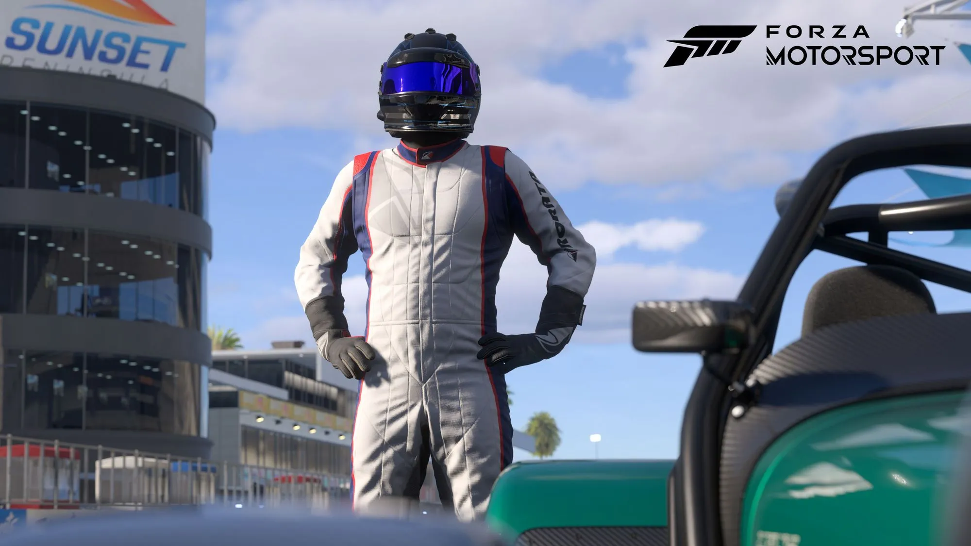 https://cdn.forza.net/strapi-uploads/assets/massive_Forza_Motorsport_Driver_Suit_Weekend_Warrior_CAT_R500_13_Sunset_Peninsula_16x9_WM_7b2f4babab.webp