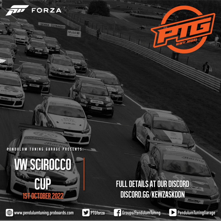 A flyer for PTG's VW Scirocco Cup event.