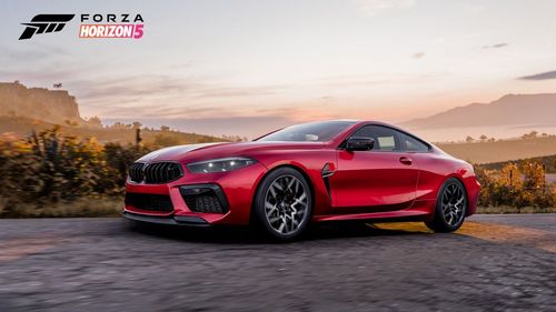 BMW posed with the sunset in the background.