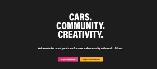 Forza.net front page Cars. Community. Creativity.